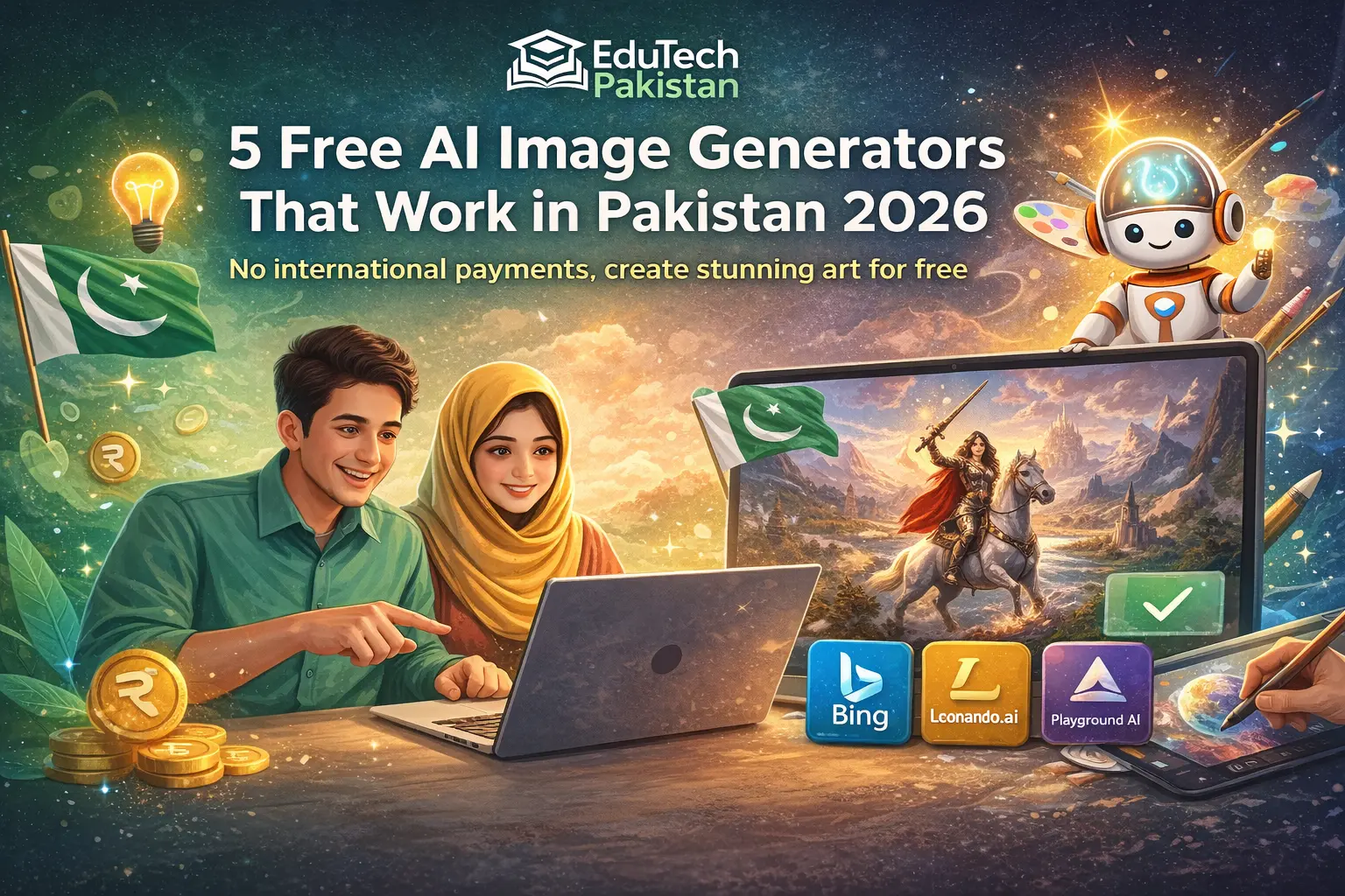 5 free AI image generators that work in Pakistan 2026 - DALL-E 3 alternatives for students and freelancers